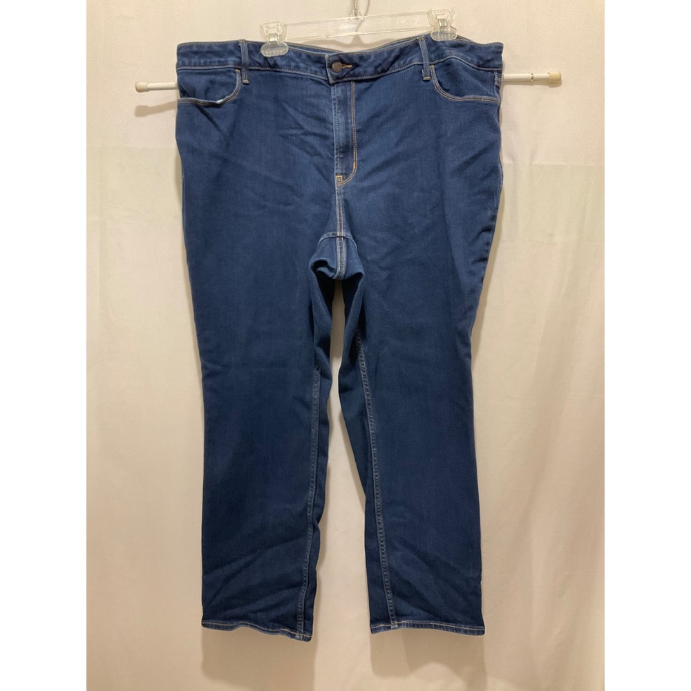 Old Navy Womens High-Rise Straight Leg Jeans Dark Wash Blue Denim Size 22